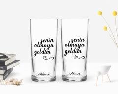 Kişiye Özel Renkli Baskılı Senin Olmaya Geldim Tasarımlı İkili Rakı Bardağı Seti-1