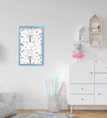 BK Home Tatlı Fil Tasarımlı Dekoratif Mavi Ahşap Çerçeveli Çocuk Odası Tablo-3