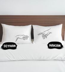 BK Gift Kişiye Özel Sevgili Tasarımlı Pamuklu Yastık Kılıfı ve Göz Bandı Çift Uyku Seti-14, Tasarım Ev Tekstili, Uyku Bandı, Ev Hediyesi
