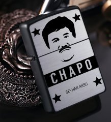 Kişiye Özel EL Chapo Benzinli Siyah Metal Çakmak - 1