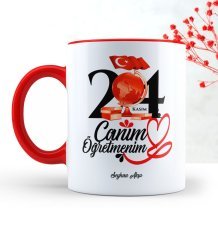 Kişiye Özel Canım Öğretmenim Kırmızı Kupa Bardak - 2