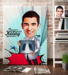 Kişiye Özel Bay Radyoloji Uzmanı Karikatür Kanvas Tablo (70 x 100 cm.) 1