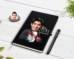 Kişiye Özel Godfather Baba Karikatürlü Siyah Defter ve Kalem Hediye Seti-5