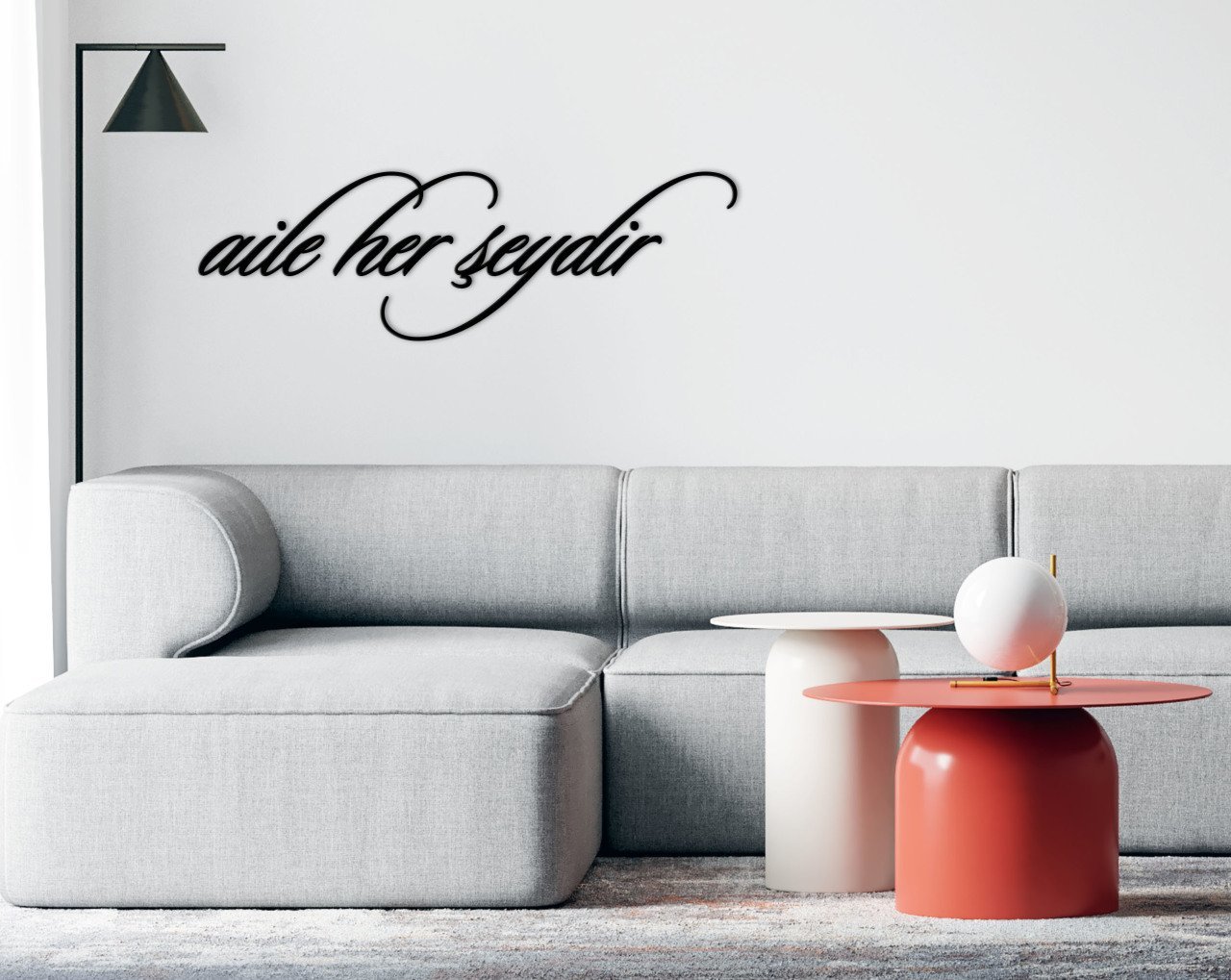 BK Home Aile Her Şeydir Ahşap Duvar Yazısı