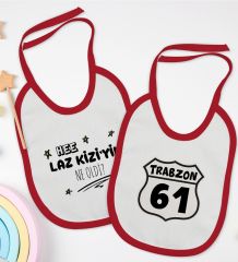BK Kids Laz Kızı ve Trabzon Tasarımlı 2’li Kırmızı Mama Önlüğü-1