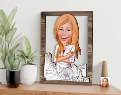 BK Gift Kişiye Özel Kadın Mimar Karikatürlü 3D Ahşap Tablo, Sevgiliye Hediye, Arkadaşa Hediye, Yıl Dönümü Hediyesi, Doğum Günü Hediyesi-1
