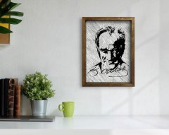 BK Home Atatürk Tasarımlı Doğal Masif Ahşap Çerçeveli Tablo 45x65cm-35
