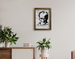 BK Home Atatürk Tasarımlı Doğal Masif Ahşap Çerçeveli Tablo 45x65cm-35