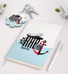 Kişiye Özel Kaptan Beyaz Defter Kalem Ve Anahtarlık Hediye Seti-4