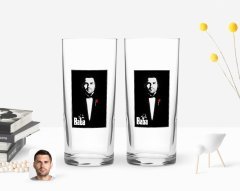 Kişiye Özel Renkli Baskılı Godfather Baba Tasarımlı İkili Rakı Bardağı Seti-8