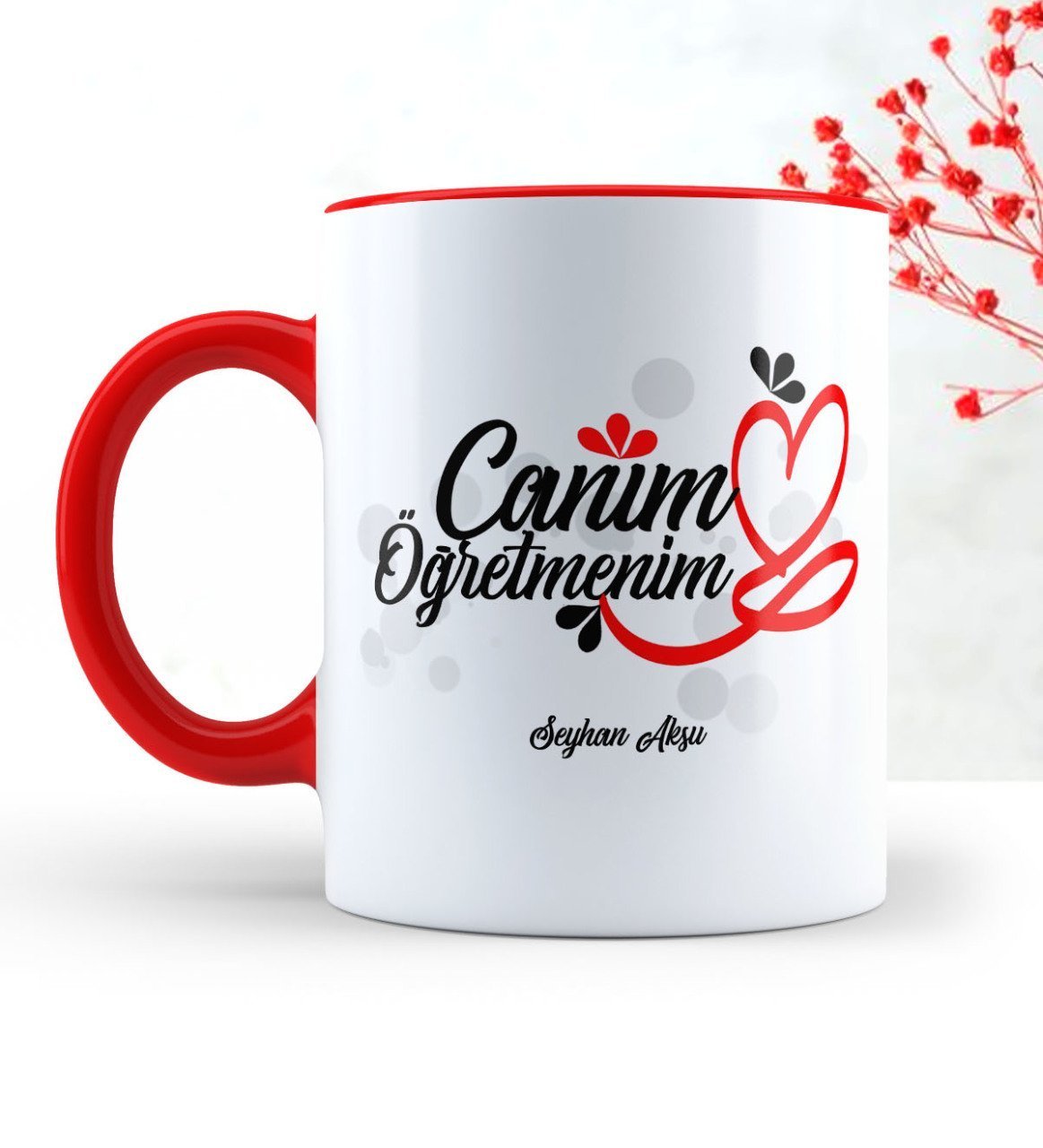 Kişiye Özel Canım Öğretmenim Kırmızı Kupa Bardak - 1