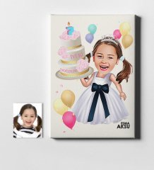 Kişiye Özel Doğum Günü Karikatür Kanvas Tablo (50 x 70 cm.) 17