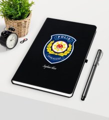 Kişiye Özel Polis Çevik Kuvvet Temalı Siyah Defter Kalem Seti