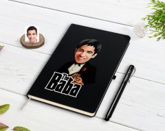 Kişiye Özel Godfather Baba Karikatürlü Siyah Defter ve Kalem Hediye Seti-4