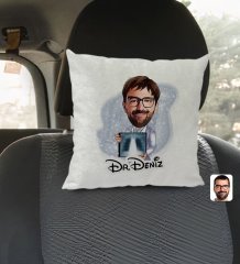 Kişiye Özel İsimli Erkek Radyolojist Karikatürlü Kare Araç Koltuk Yastığı-1