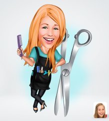 Kişiye Özel Kadın Kuaför Tasarımlı Dijital Karikatür-1