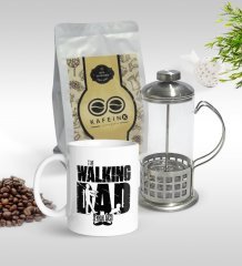 Kişiye Özel The Walking Dad Tasarımlı Kupa & French Press & 250gr Filtre Kahve Hediye Seti-2