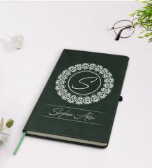 Kişiye Özel İsimli Yeşil Termo Deri Defter Model 2