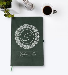 Kişiye Özel İsimli Yeşil Termo Deri Defter Model 2