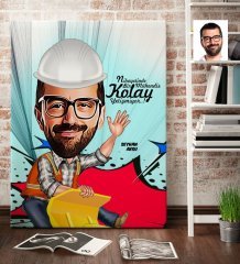Kişiye Özel Bay Mühendis Karikatür Kanvas Tablo (70 x 100 cm.) 2