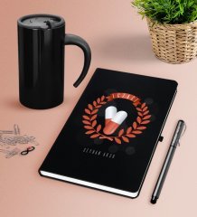 Kişiye Özel Eczacı Siyah Defter Kalem Termos Mug Seti-9