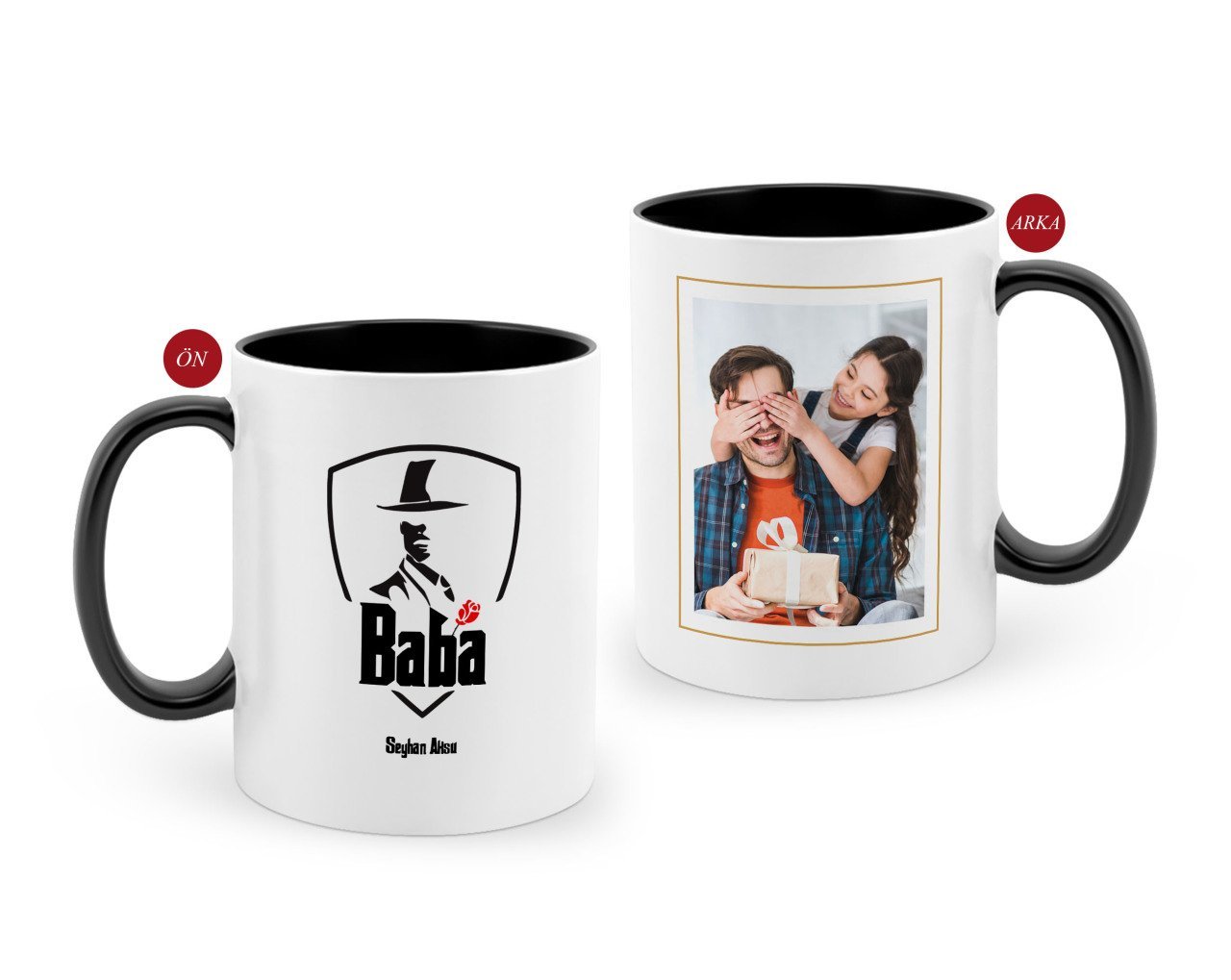 Kişiye Özel Babalar Günü Hediyesi Fotoğraflı Siyah Beyaz Kupa Bardak-16
