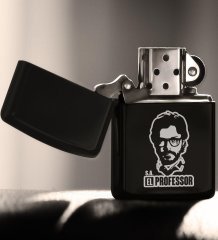 Kişiye Özel La Casa De Papel Benzinli Siyah Metal Çakmak - 7