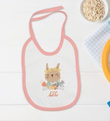 BK Kids Hello Tasarımlı Pembe Bebek Body Zıbın ve Mama Önlüğü Hediye Seti-1