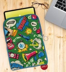 BK Gift Pop Art Tasarımlı Taşınabilir Koruyucu Tablet Kılıfı & Organizer Çanta - Mavi-2