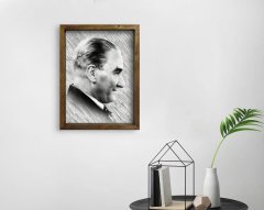 BK Home Atatürk Tasarımlı Doğal Masif Ahşap Çerçeveli Tablo 45x65cm-33