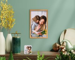 BK Home Yağlıboya Anne Kız Fotoğraflı El Yapımı Ahşap Çerçeveli Tablo-1