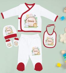 BK Kids Kişiye Özel Kırmızı Yeni Doğan Hastane Çıkışı, Anneye Hediye, İsimli Papatya Kolye, 9 Parça Bebek Hediye Seti-6