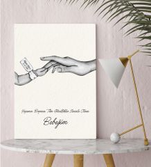 BK Gift Kişiye Özel El Ele Tutuşan Anne-Çocuk Tasarımlı Siyah Beyaz Kanvas Tablo-1 30x50, Anneye Hediye, Yeni Doğum Hediyesi
