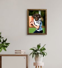 Evcil Dostlara Özel Amerikan Futbolcusu Tasarımlı Portre Doğal Masif Ahşap Çerçeveli Tablo 45x65cm-6