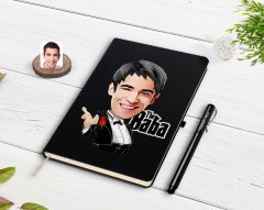 Kişiye Özel Godfather Baba Karikatürlü Siyah Defter ve Kalem Hediye Seti-2