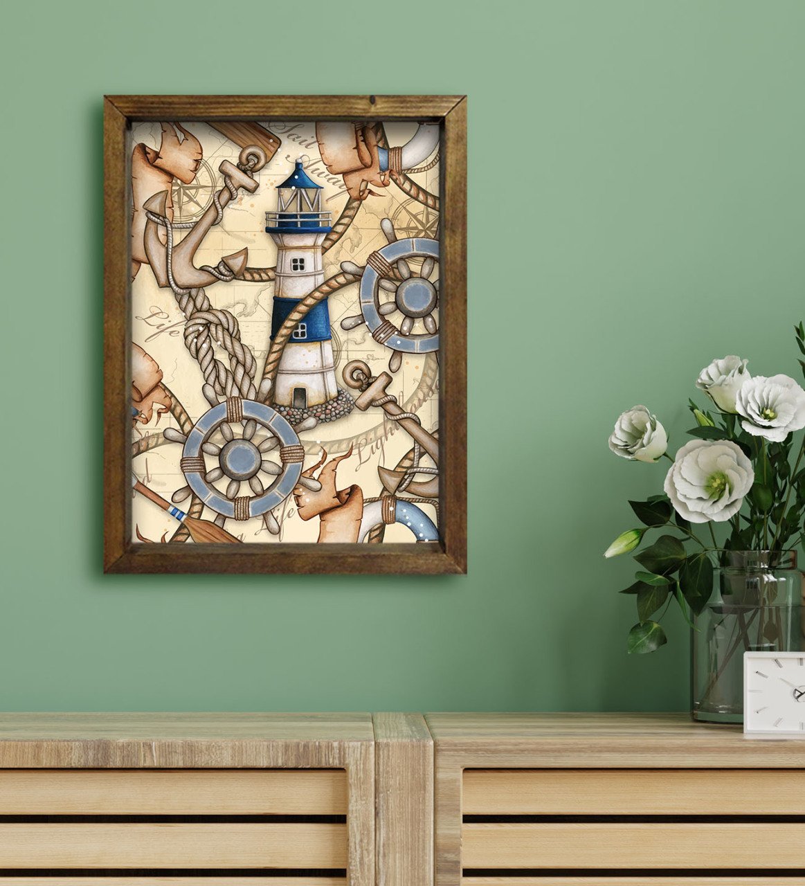 BK Gift Otel Odası Konseptli Doğal Masif Ahşap Çerçeveli Tablo 30x40cm-121