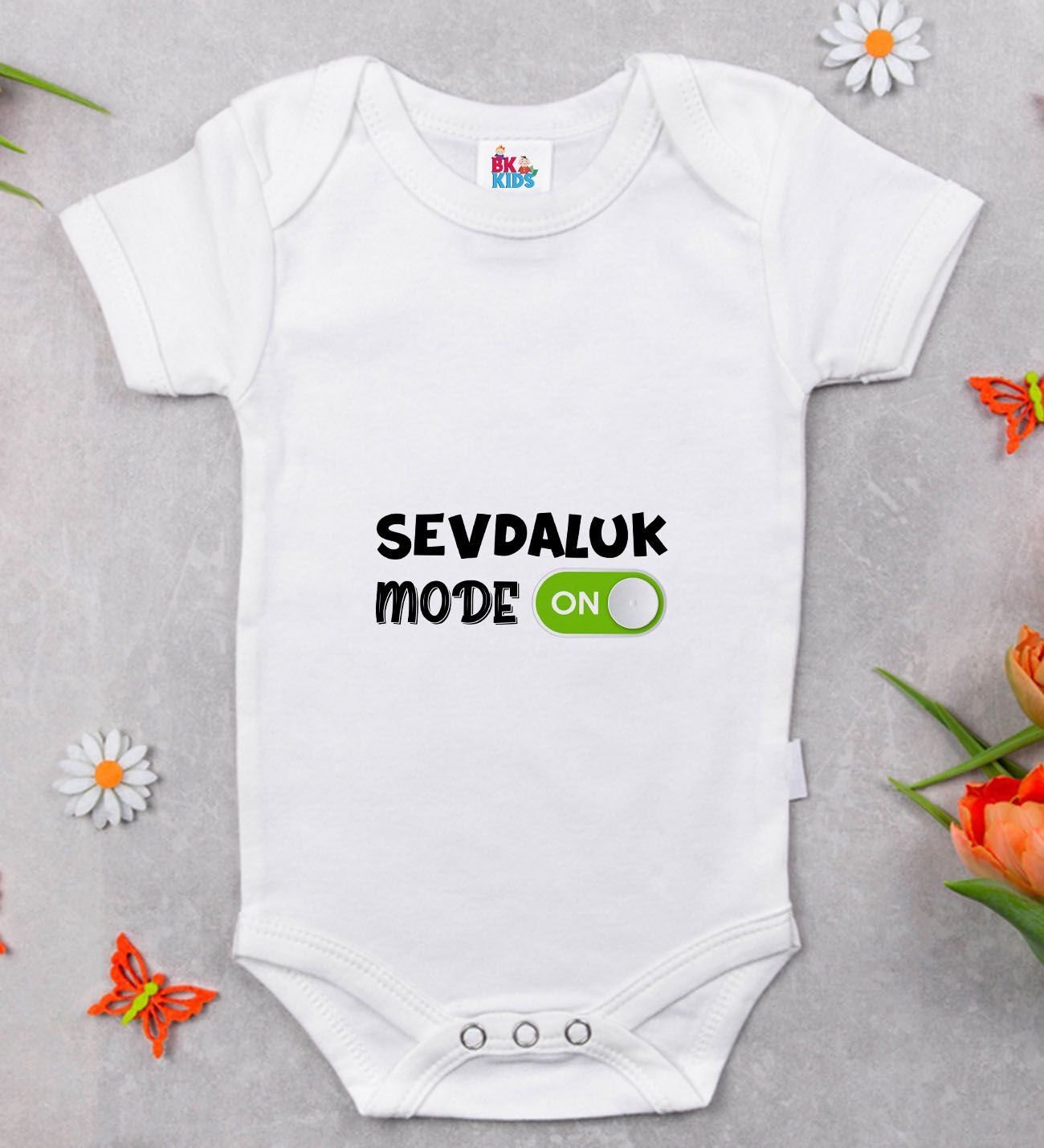 BK Kids Sevdaluk Mode Tasarımlı Beyaz Bebek Body Zıbın-1