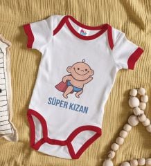 BK Kids Süper Kızan Tasarımlı Kırmızı Bebek Body Zıbın-1