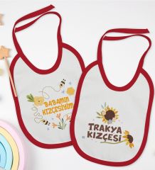 BK Kids Kızçe Tasarımlı 2’li Kırmızı Mama Önlüğü-1