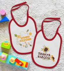BK Kids Kızçe Tasarımlı 2’li Kırmızı Mama Önlüğü-1
