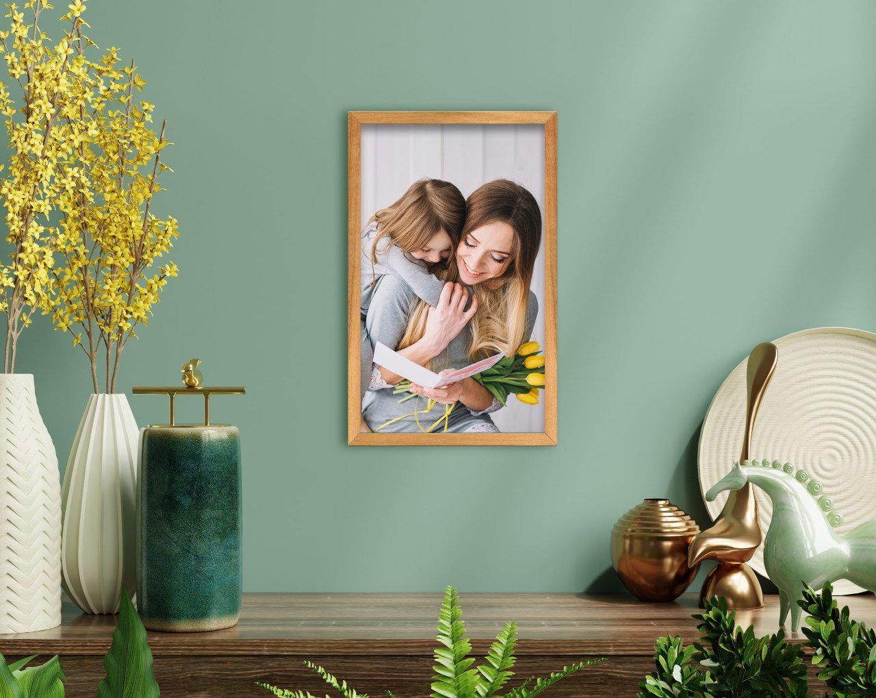 BK Home Anne Kız Fotoğraflı El Yapımı Ahşap Çerçeveli Tablo-1