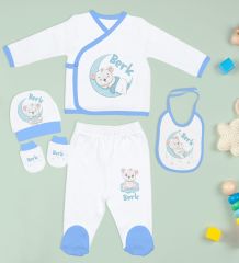 BK Kids Kişiye Özel Mavi Hastane Çıkışı, Bebek Anı Defteri, Yeni Doğan Bebek Giyim Hediyesi, 9 Parça Bebek Hediye Seti