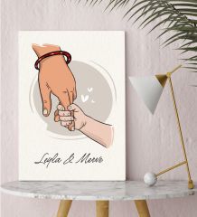 BK Gift Kişiye Özel El Ele Tutuşan Anne-Çocuk Tasarımlı Renkli Kanvas Tablo-2 30x50, Anneye Hediye, Yeni Doğum Hediyesi