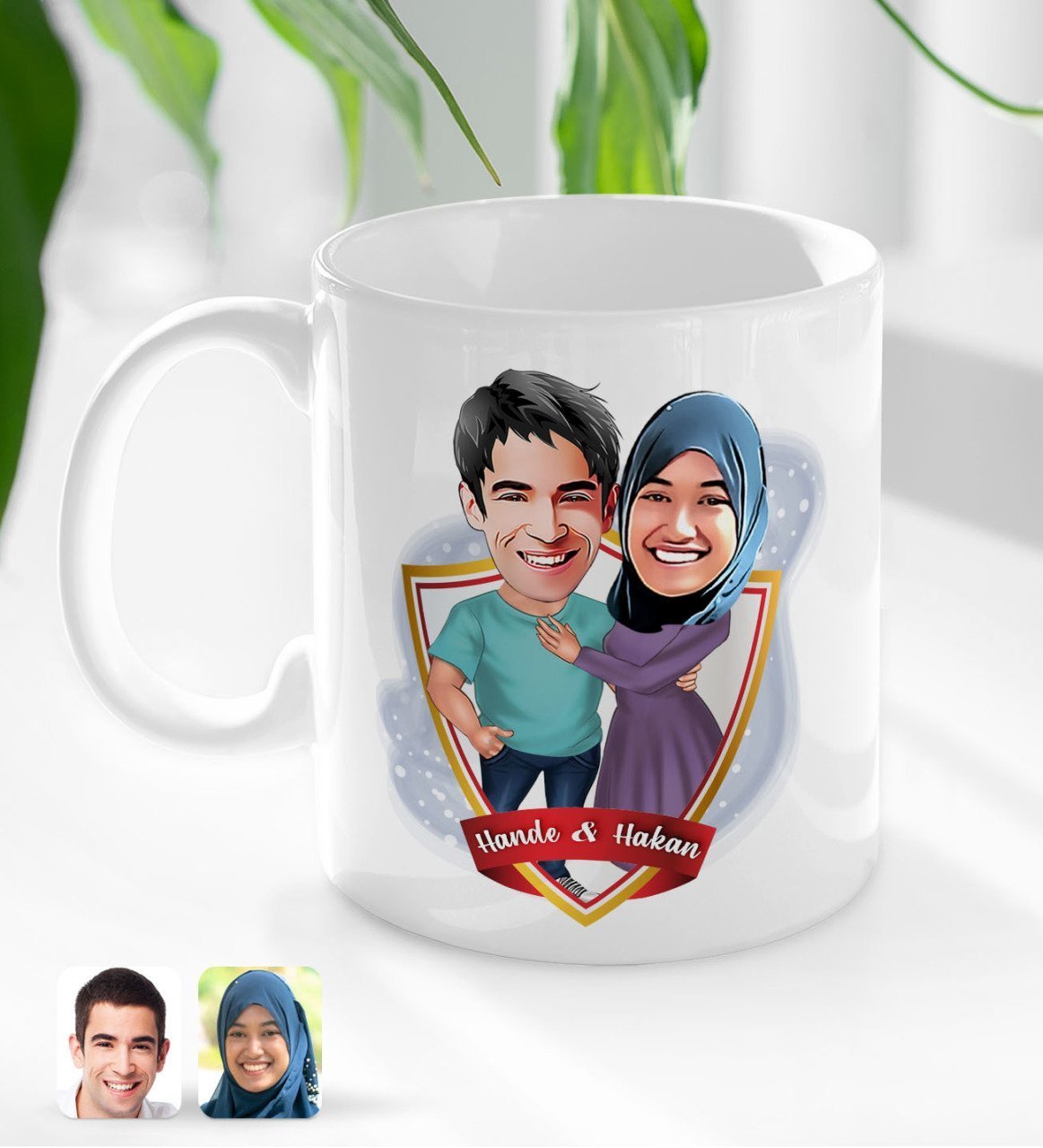 Kişiye Özel İsimli Sevgililer Karikatürlü Beyaz Kupa Bardak-61