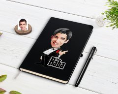 Kişiye Özel Godfather Baba Karikatürlü Siyah Defter ve Kalem Hediye Seti-1