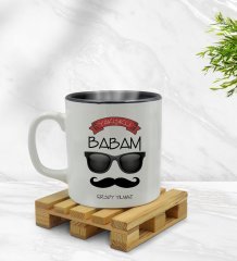 Kişiye Özel Yakışıklı Babam Tasarımlı İçi Siyah Renkli Kupa Bardak Model 3