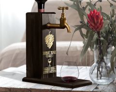 BK Gift Aynalı Altın Kabartma Musluklu Doğal Siyah(Ebony) Ahşap Şarap Standı, Home Bar, İçecek Dispenseri, Ahşap İçecek Çeşmesi-17