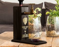 BK Gift Aynalı Altın Kabartma Musluklu Doğal Siyah(Ebony) Ahşap Şarap Standı, Home Bar, İçecek Dispenseri, Ahşap İçecek Çeşmesi-17