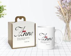 Kişiye Özel Ahşap Kutuda Mânâ Anne Tasarımlı Beyaz Kupa Bardak-1