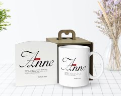 Kişiye Özel Ahşap Kutuda Mânâ Anne Tasarımlı Beyaz Kupa Bardak-1